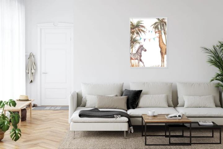 Plakat Safari Ze Słoniem Małpą Lampartem I Żyrafą