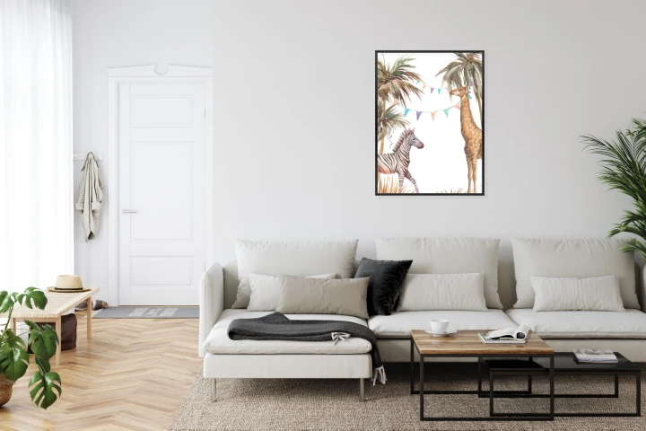 Plakat Safari Ze Słoniem Małpą Lampartem I Żyrafą