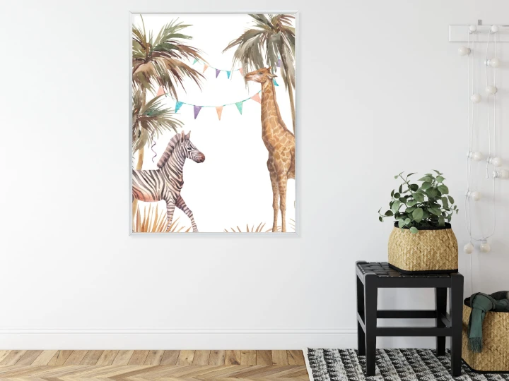 Plakat Safari Ze Słoniem Małpą Lampartem I Żyrafą
