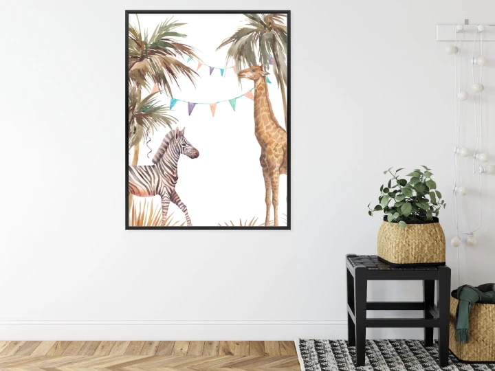 Plakat Safari Ze Słoniem Małpą Lampartem I Żyrafą
