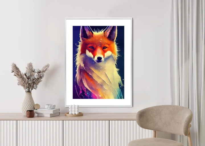 Plakat Beautiful Fine Art Portrait Of Red Fox. Generated By Ai, Is Not Based On Any Original Image, Character Or Person