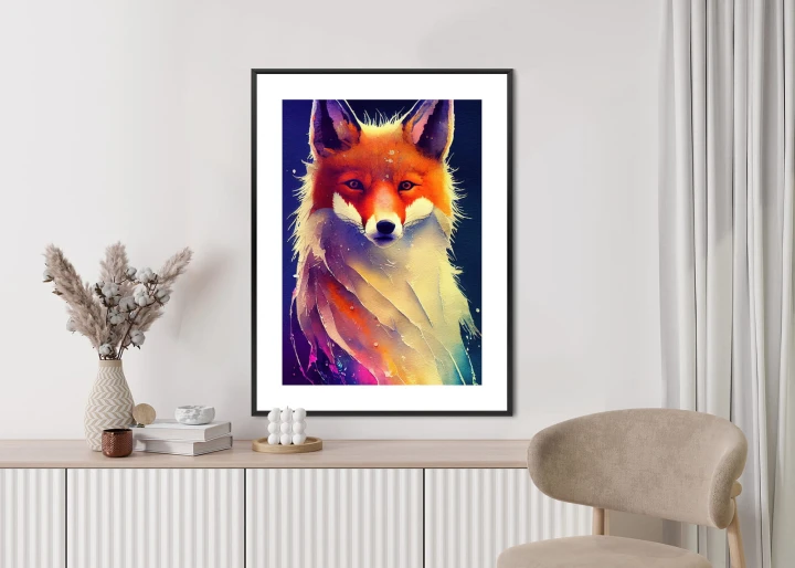 Plakat Beautiful Fine Art Portrait Of Red Fox. Generated By Ai, Is Not Based On Any Original Image, Character Or Person