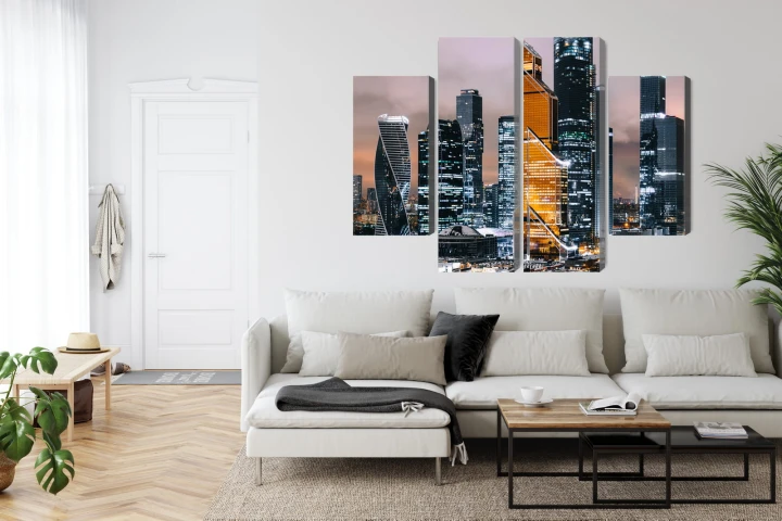 Obraz Wieloczęściowy Panorama Centrum Moskwy I Drapaczy Chmur