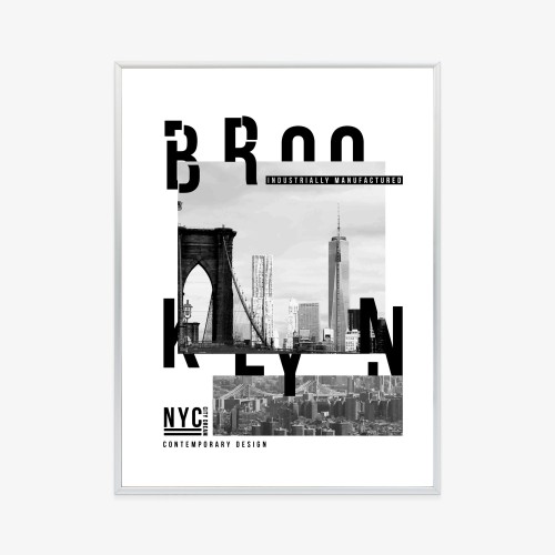 Plakat Czarno Biały Kolaż Brooklyn Nyc