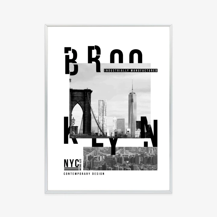 Plakat Czarno Biały Kolaż Brooklyn Nyc