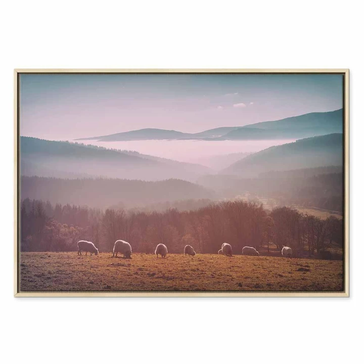 Obraz - Owce na tle górskiego krajobrazu (1-częściowy) - zwierzęta w naturze