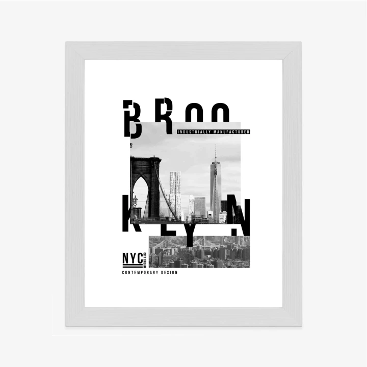 Plakat Czarno Biały Kolaż Brooklyn Nyc