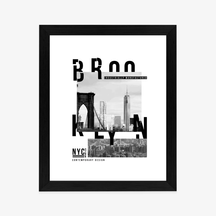 Plakat Czarno Biały Kolaż Brooklyn Nyc