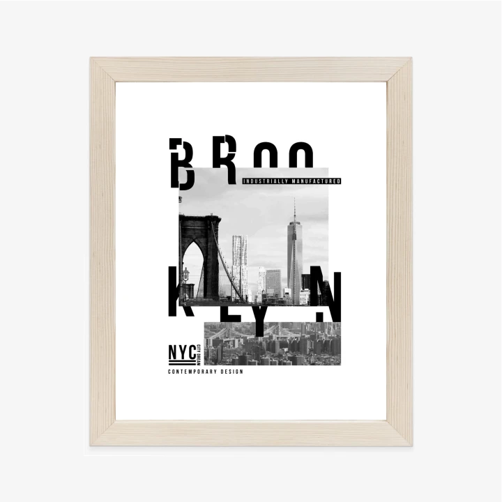 Plakat Czarno Biały Kolaż Brooklyn Nyc