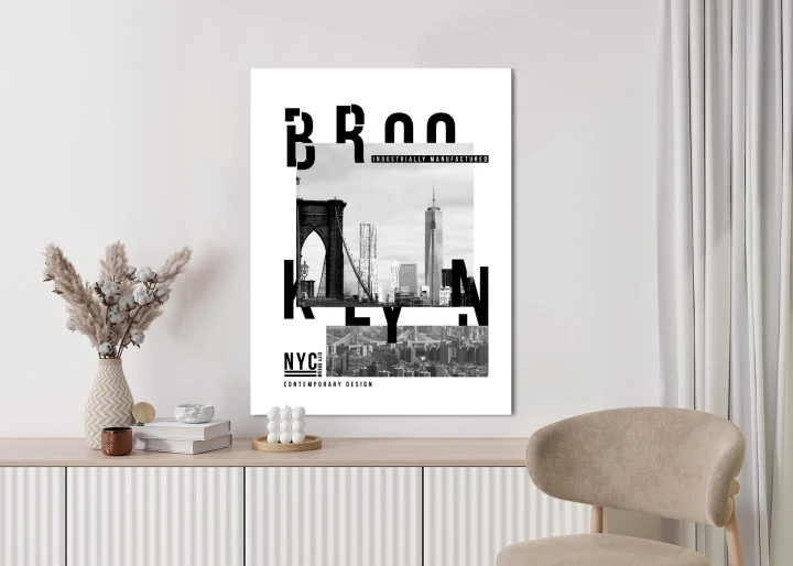 Plakat Czarno Biały Kolaż Brooklyn Nyc