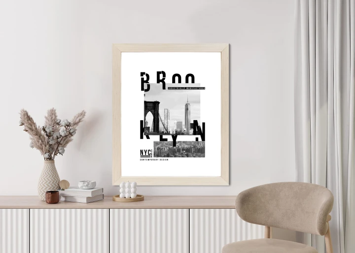 Plakat Czarno Biały Kolaż Brooklyn Nyc