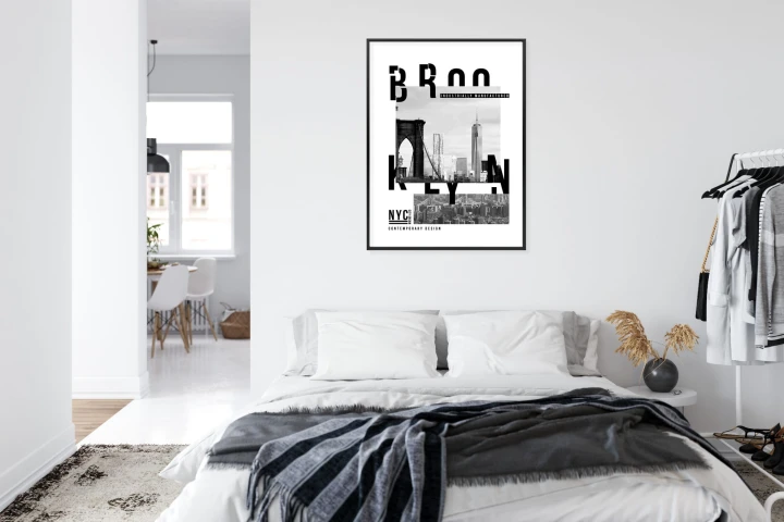 Plakat Czarno Biały Kolaż Brooklyn Nyc