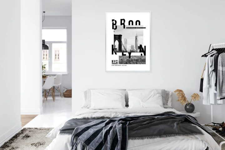 Plakat Czarno Biały Kolaż Brooklyn Nyc