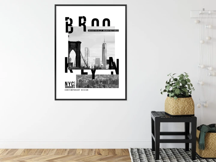 Plakat Czarno Biały Kolaż Brooklyn Nyc