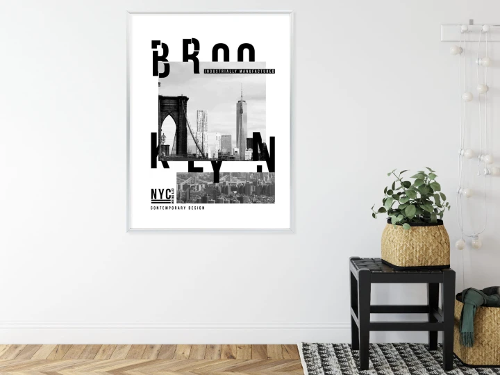 Plakat Czarno Biały Kolaż Brooklyn Nyc