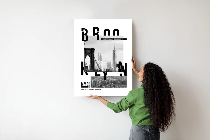 Plakat Czarno Biały Kolaż Brooklyn Nyc