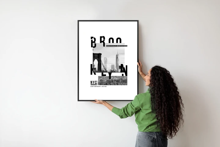 Plakat Czarno Biały Kolaż Brooklyn Nyc