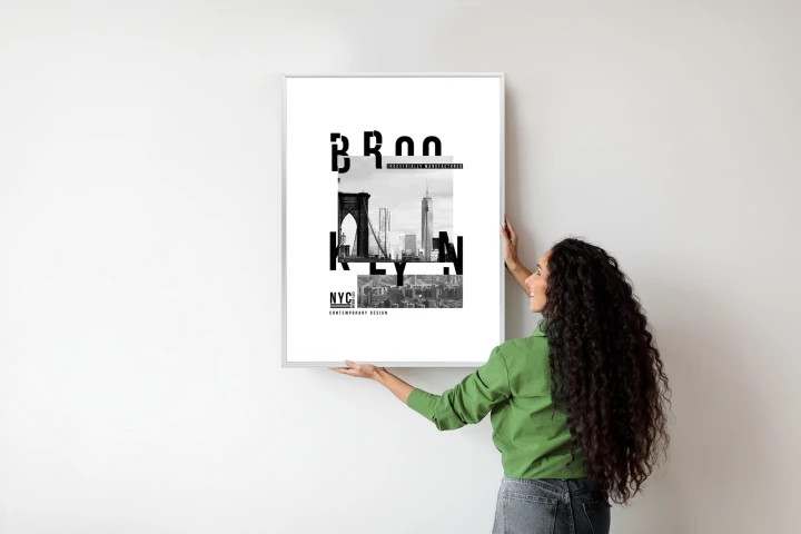 Plakat Czarno Biały Kolaż Brooklyn Nyc