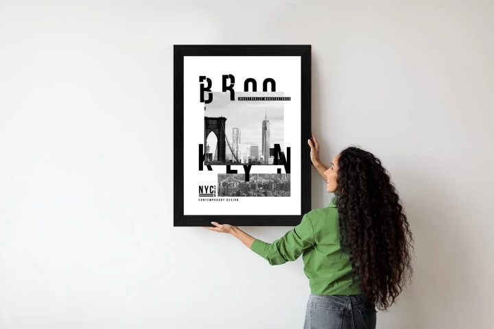 Plakat Czarno Biały Kolaż Brooklyn Nyc