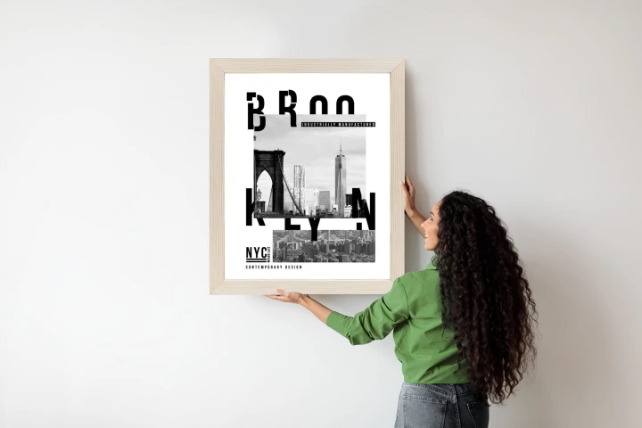 Plakat Czarno Biały Kolaż Brooklyn Nyc