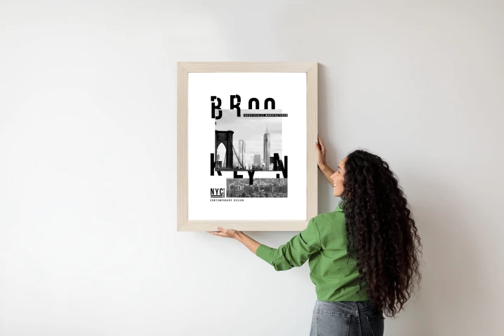 Plakat Czarno Biały Kolaż Brooklyn Nyc