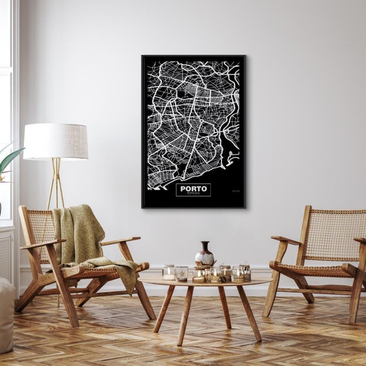 Obraz - Mapa w negatywie: Porto (1-częściowy) pionowy