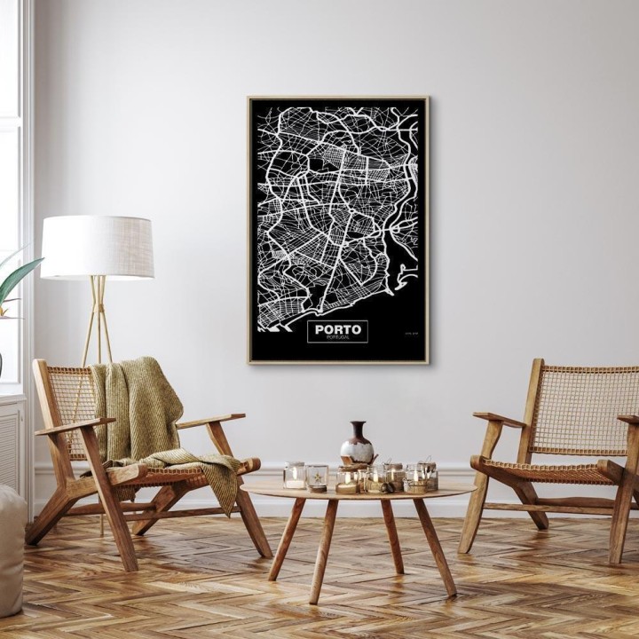 Obraz - Mapa w negatywie: Porto (1-częściowy) pionowy