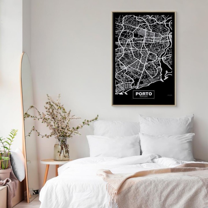 Obraz - Mapa w negatywie: Porto (1-częściowy) pionowy