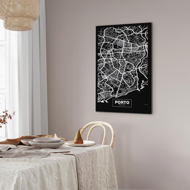 Obraz - Mapa w negatywie: Porto (1-częściowy) pionowy