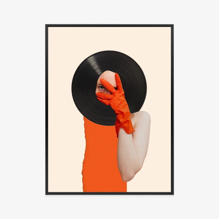 Plakat Muzyka Umysłu Na Płycie Winylowej Kolaż Pop-Art