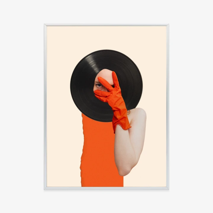 Plakat Muzyka Umysłu Na Płycie Winylowej Kolaż Pop-Art