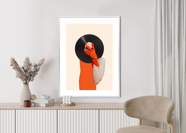 Plakat Muzyka Umysłu Na Płycie Winylowej Kolaż Pop-Art
