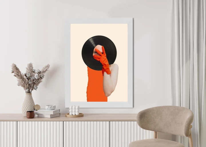 Plakat Muzyka Umysłu Na Płycie Winylowej Kolaż Pop-Art