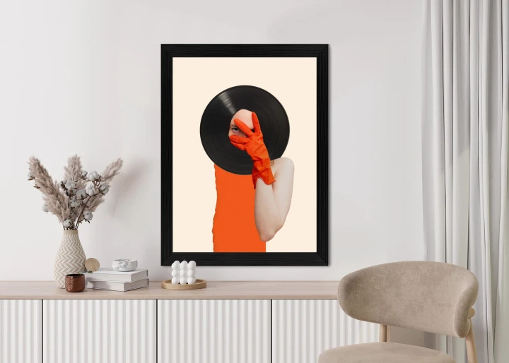 Plakat Muzyka Umysłu Na Płycie Winylowej Kolaż Pop-Art