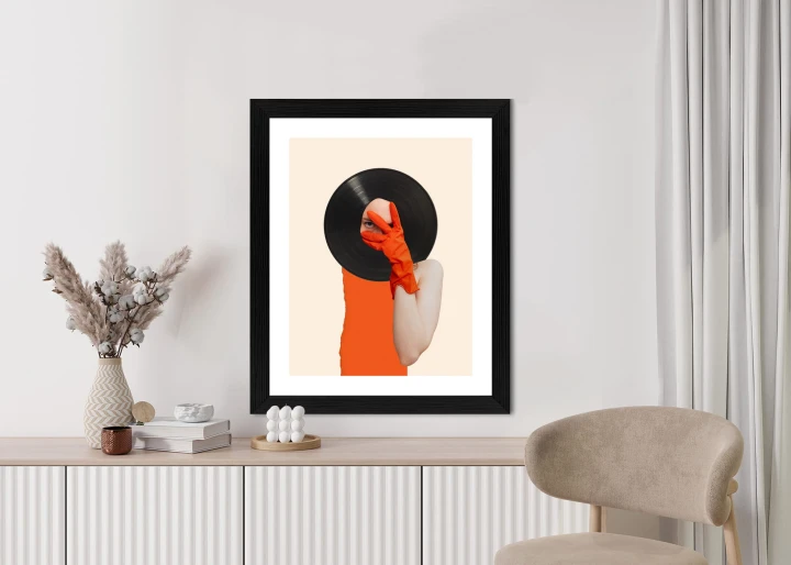 Plakat Muzyka Umysłu Na Płycie Winylowej Kolaż Pop-Art
