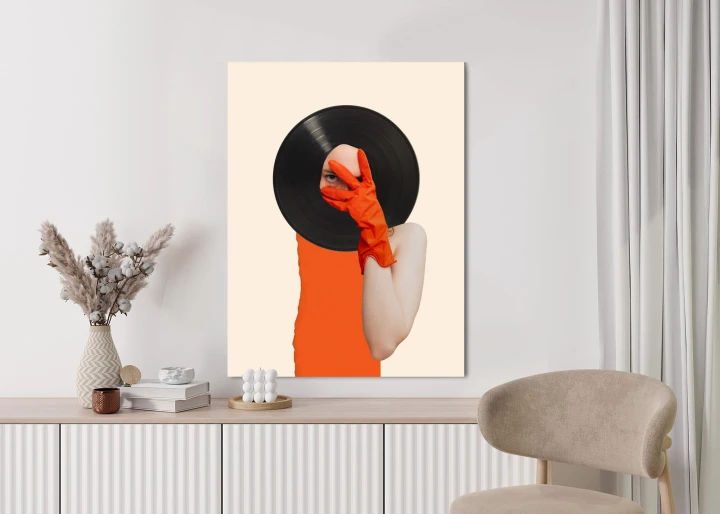 Plakat Muzyka Umysłu Na Płycie Winylowej Kolaż Pop-Art