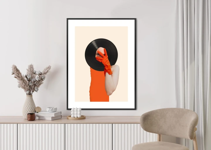 Plakat Muzyka Umysłu Na Płycie Winylowej Kolaż Pop-Art
