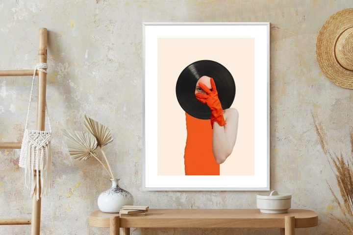 Plakat Muzyka Umysłu Na Płycie Winylowej Kolaż Pop-Art