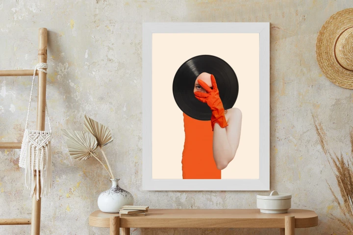 Plakat Muzyka Umysłu Na Płycie Winylowej Kolaż Pop-Art