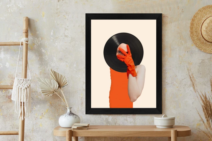 Plakat Muzyka Umysłu Na Płycie Winylowej Kolaż Pop-Art