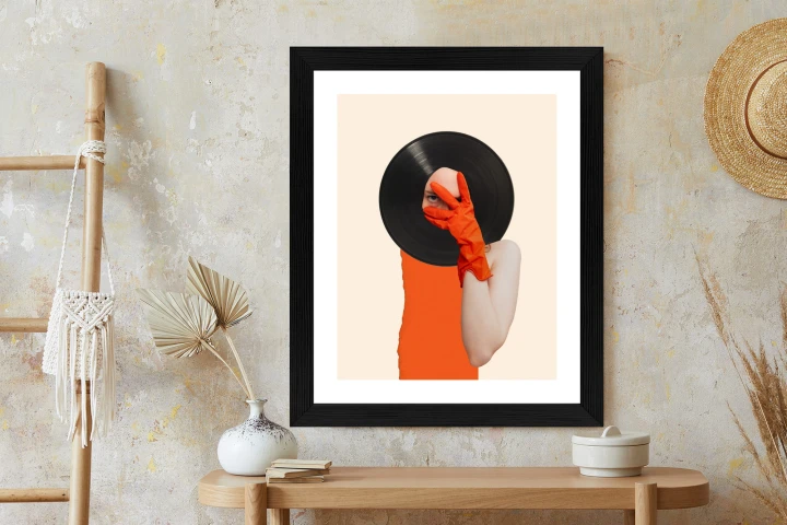 Plakat Muzyka Umysłu Na Płycie Winylowej Kolaż Pop-Art