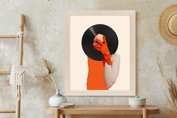 Plakat Muzyka Umysłu Na Płycie Winylowej Kolaż Pop-Art