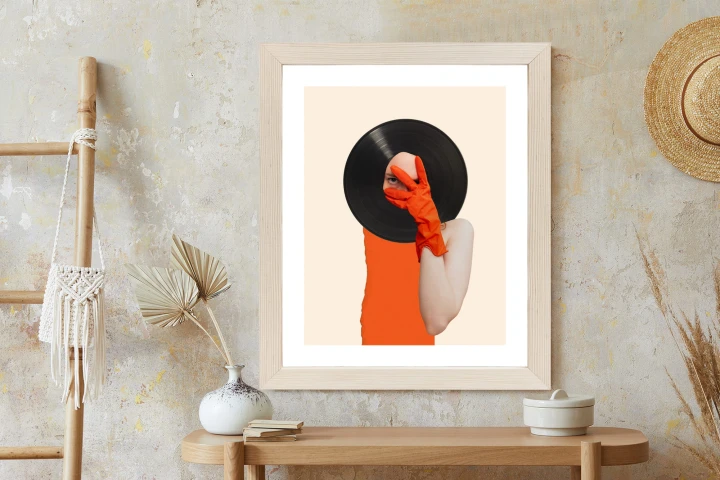 Plakat Muzyka Umysłu Na Płycie Winylowej Kolaż Pop-Art