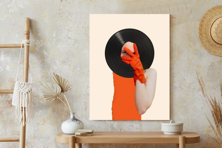 Plakat Muzyka Umysłu Na Płycie Winylowej Kolaż Pop-Art