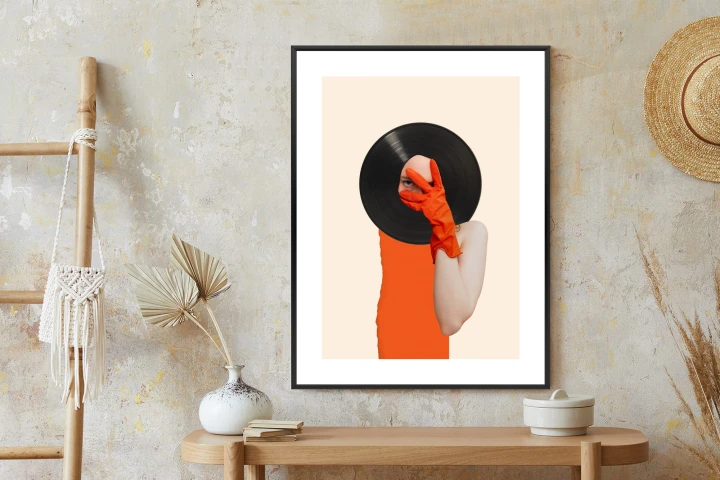 Plakat Muzyka Umysłu Na Płycie Winylowej Kolaż Pop-Art