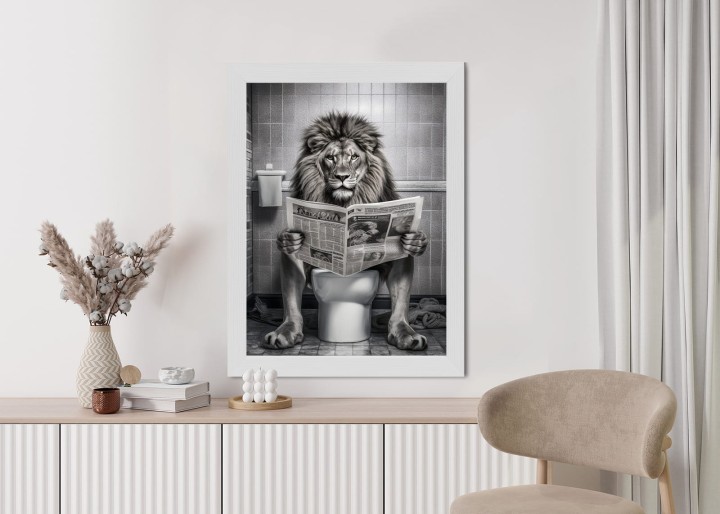 Plakat Lew Czytający Gazetę