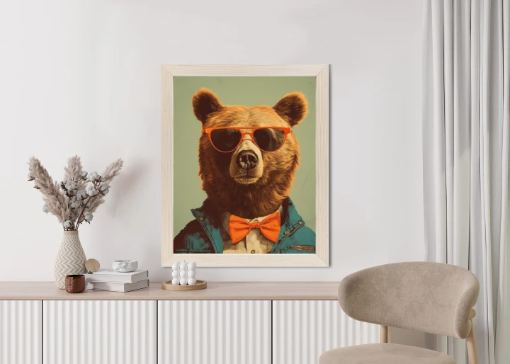 Plakat Miś W Okularach Przeciwsłonecznych