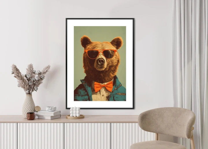 Plakat Miś W Okularach Przeciwsłonecznych
