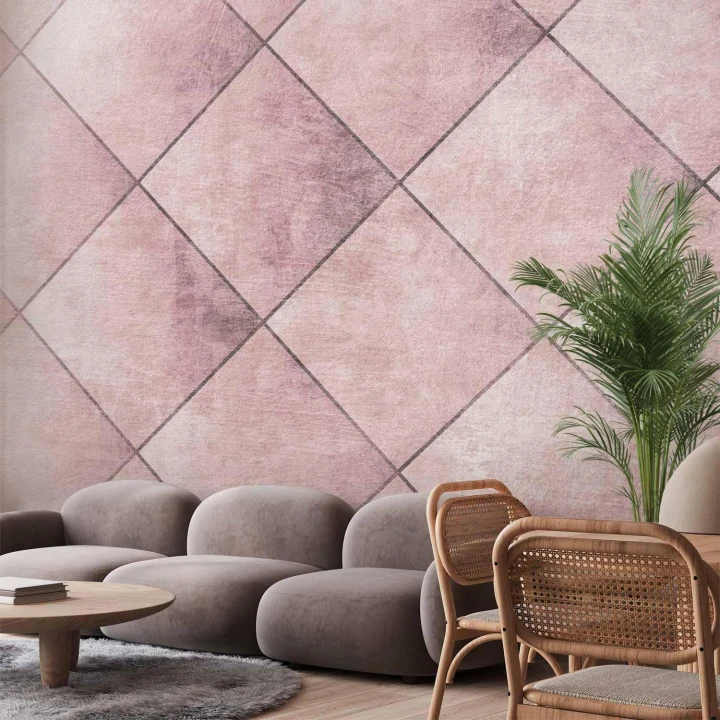 Fototapeta - Idealne cięcia - jednolity geometryczny wzór w kafelki z deseniem