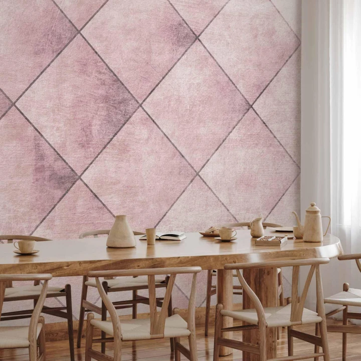 Fototapeta - Idealne cięcia - jednolity geometryczny wzór w kafelki z deseniem